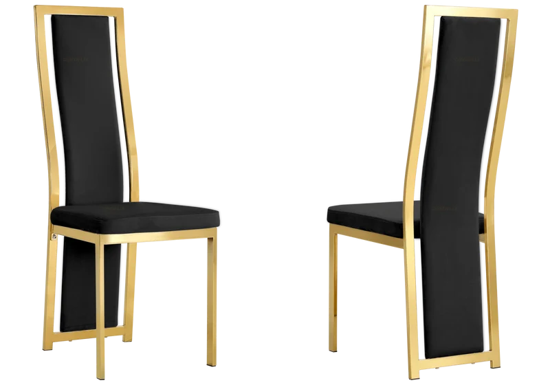 Table en verre et 6 chaises velours doré – Jessy