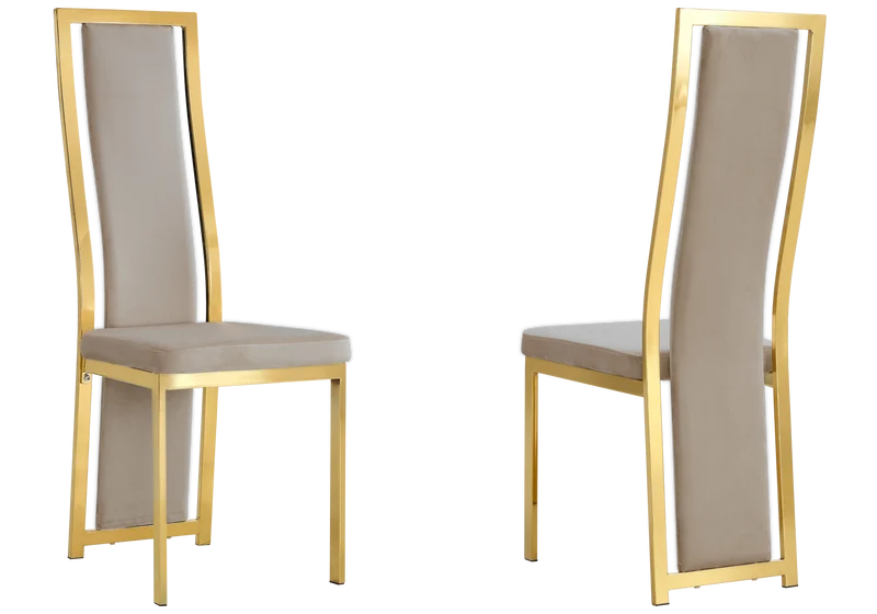Table en verre et 6 chaises velours doré – Jessy