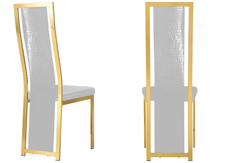 Chaise dorée croco blanc baroque - Dia x6