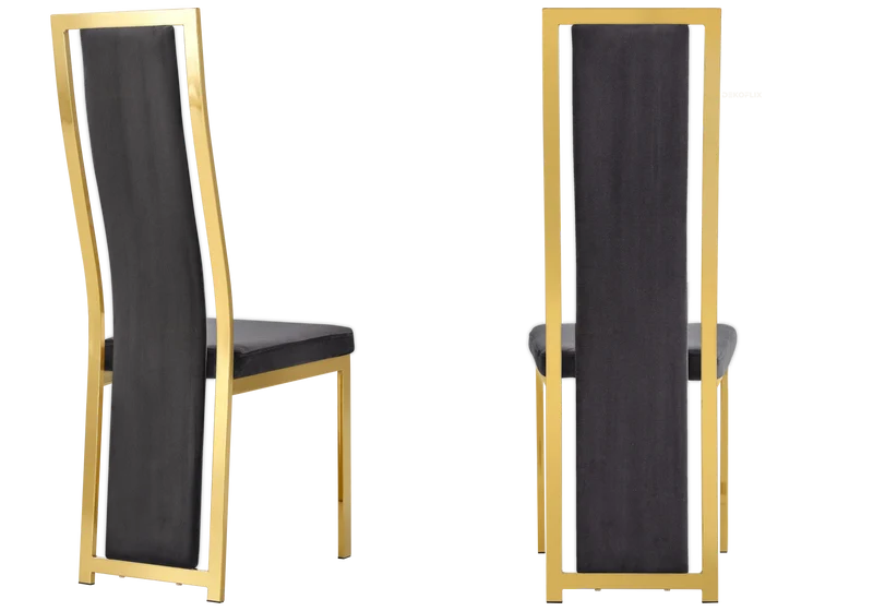 Chaise dorée velours gris design - Dia x6