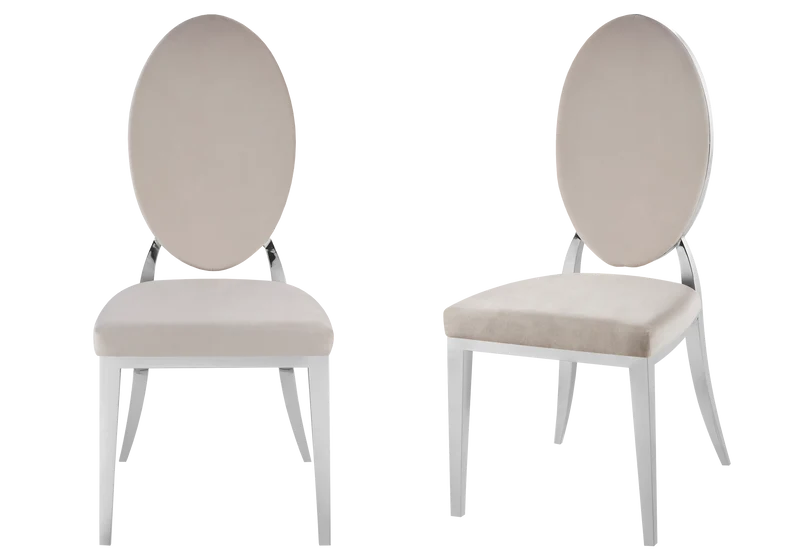 Chaises médaillon velours taupe argent - Neo x4