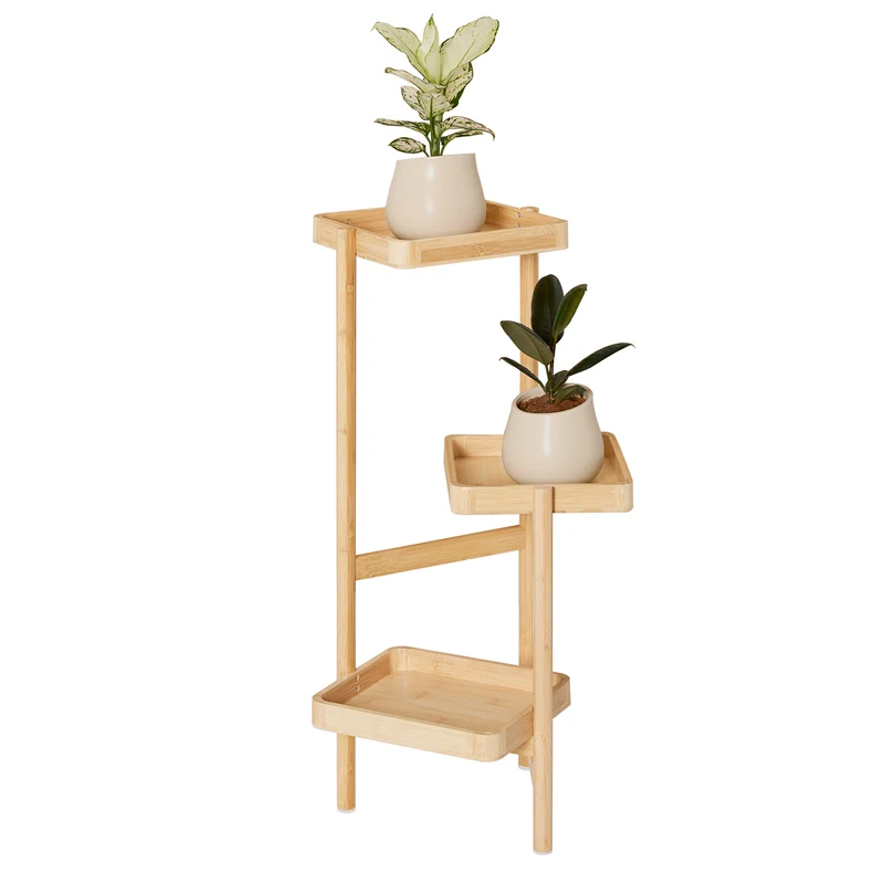 SoBuy STR12-N Étagère à Fleurs Support de Pots de Fleurs Porte Plante en Bambou à 3 Niveaux