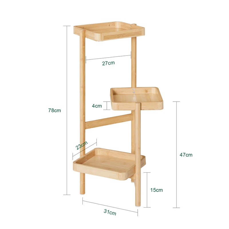 SoBuy STR12-N Étagère à Fleurs Support de Pots de Fleurs Porte Plante en Bambou à 3 Niveaux