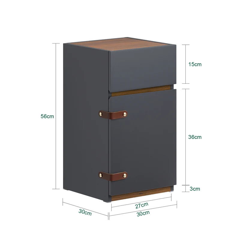 SoBuy FBT146-DG Table de Chevet Bout de Canapé Table de Nuit Table d'Appoint Table Basse avec 1 Tiroir et 1