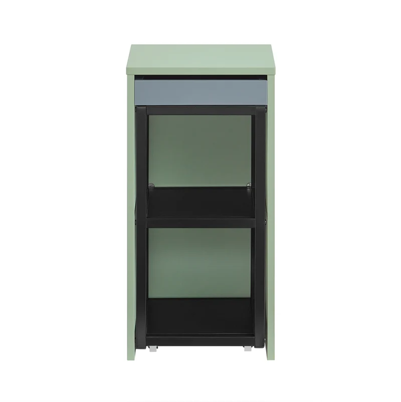 SoBuy FBT145-GR Bout de Canapé sur Roulettes Table Gigogne Table de Chevet Étroite Table de Nuit 1 Plateau et 2 Étagères