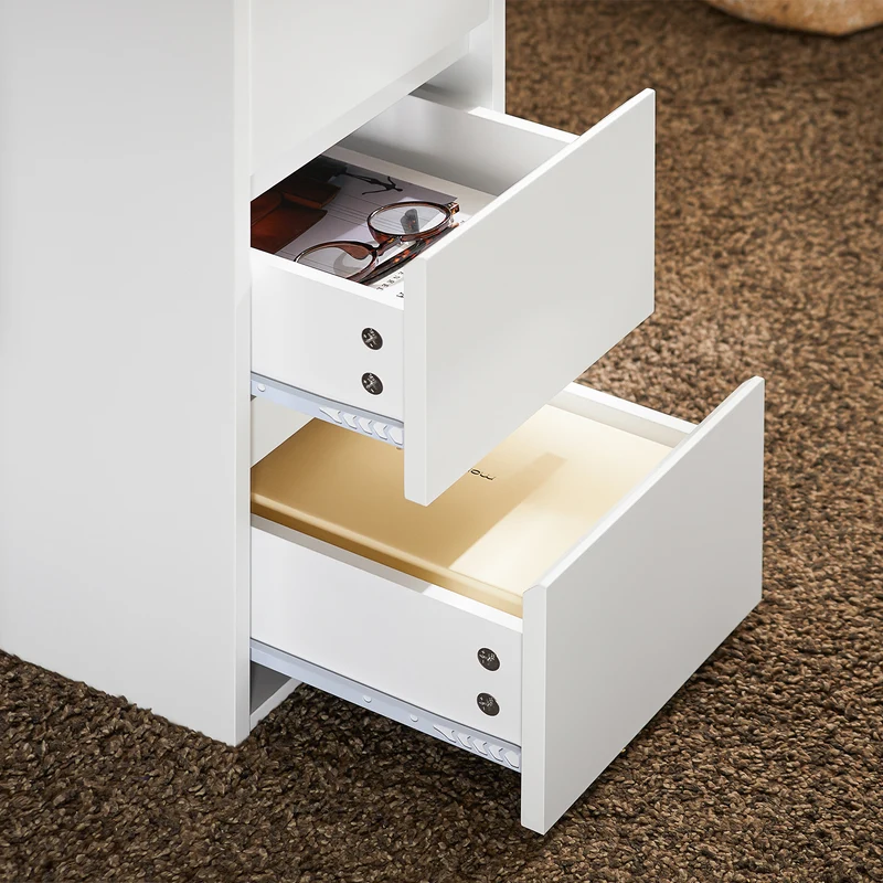 SoBuy FBT144-W Bout de Canapé Table de Nuit Table de Chevet Table d'appoint Table de Café, 1 Plateau Rabattable et 3 Tiroirs