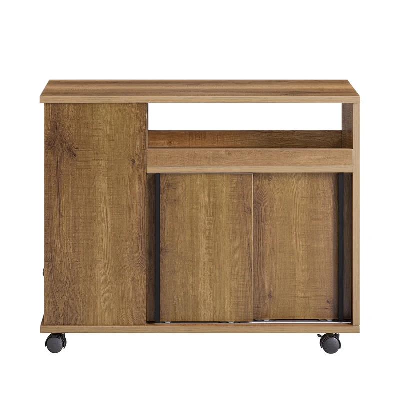 SoBuy FBT143-PF Bout de Canapé sur Roulettes Table de Chevet Table d'Appoint avec 1 Tiroir, 2 Compartiments Ouverts et 4 Portes