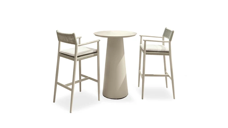 Set de bar Dolcevita Alu: table + 2 tabourets
