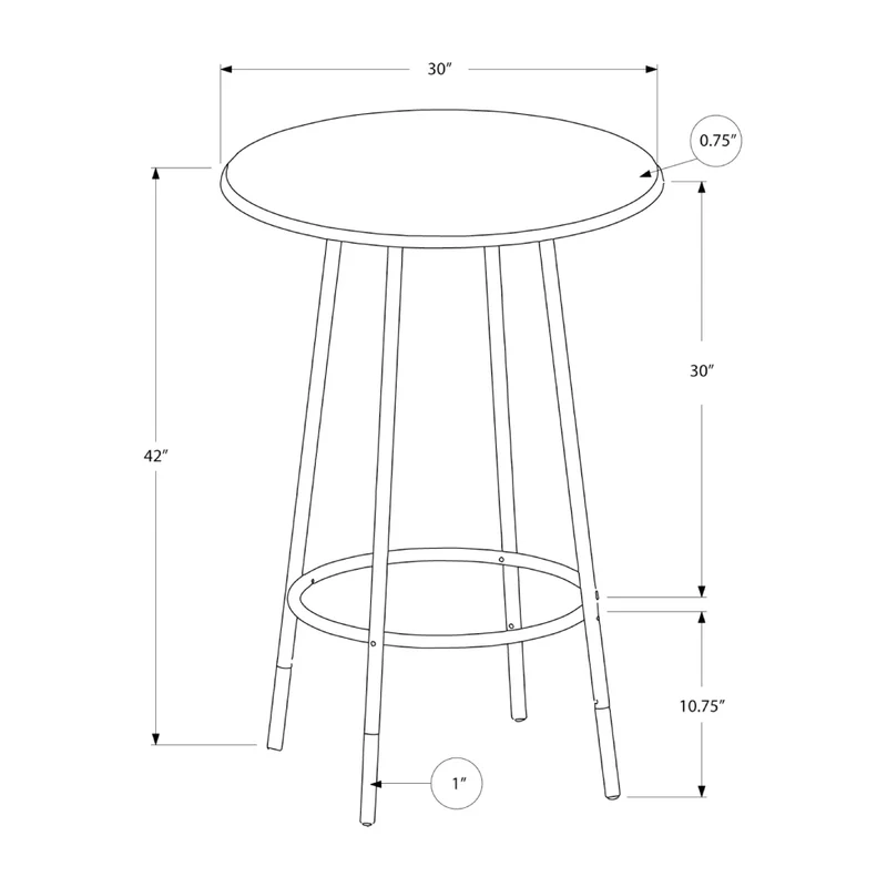 Table de salle à manger style bistro en MDF/stratifié brun - I 2310