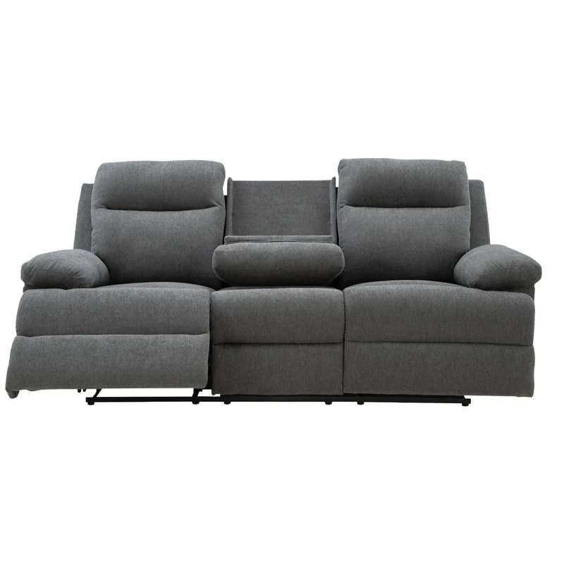 Sofa inclinable en tissu chenille gris charcoal avec table centrale rabattable - Side-Swipe
