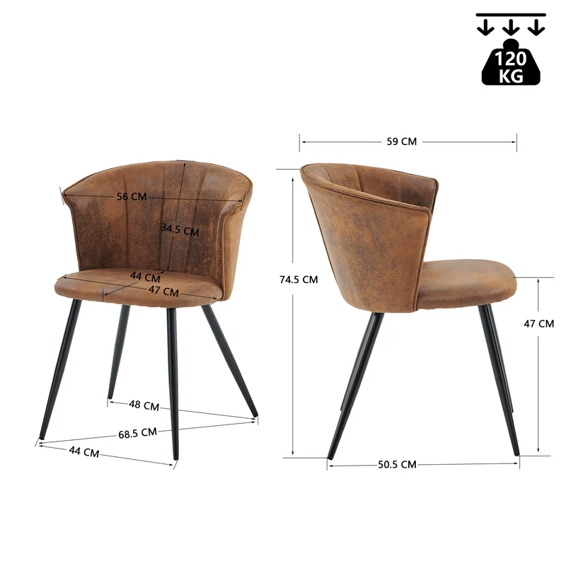Ensemble table à manger extensible noire avec 4 fauteuils en suédine, style scandinave