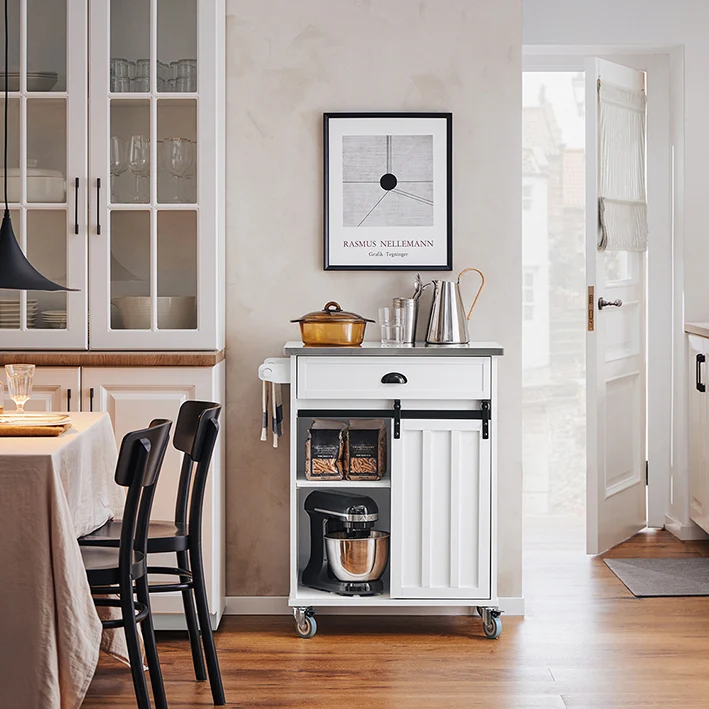 SoBuy FKW121-W Desserte de Cuisine à roulettes Chariot de Service Cuisine 69x46x92 cm