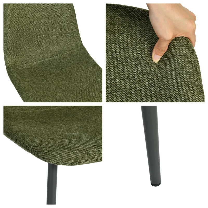 Lot de 8 chaises de salle à manger en tissu vert doux, chaises de détente avec dossier et pieds métalliques assortis scandinave - CHARLTON