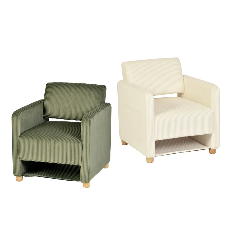 Lot de 2 fauteuil de détente 1 place canapé pour salon, fauteuil avec emballage en velours côtelé vert&beige - KARIA