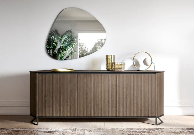 Buffet italien bois miel rainuré - Hexagon
