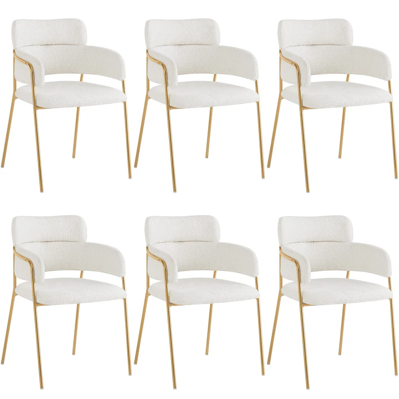 Lot de 6 chaises de salle à manger beiges avec pieds dorés, style moderne