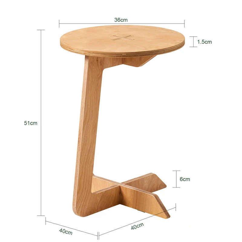 SoBuy HFBT02-N Table d'Appoint Ronde en Bois Table Basse Ronde Table de Chevet Bout de Canapé, Forme de C, Tenons et Mortaises
