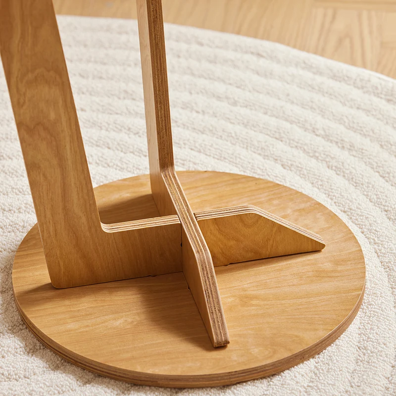 SoBuy HFBT02-N Table d'Appoint Ronde en Bois Table Basse Ronde Table de Chevet Bout de Canapé, Forme de C, Tenons et Mortaises
