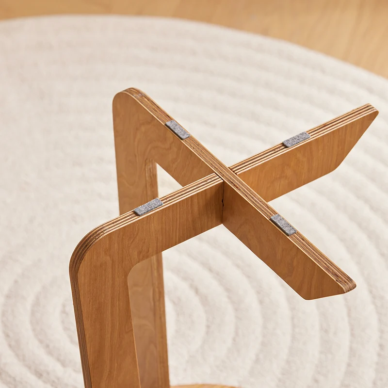 SoBuy HFBT02-N Table d'Appoint Ronde en Bois Table Basse Ronde Table de Chevet Bout de Canapé, Forme de C, Tenons et Mortaises