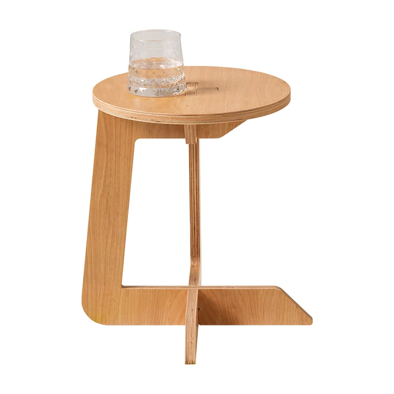 SoBuy HFBT02-K-N Table d'Appoint Ronde Table Basse Ronde Table de Chevet Bout de Canapé en Forme de C, Tenons et Mortaises