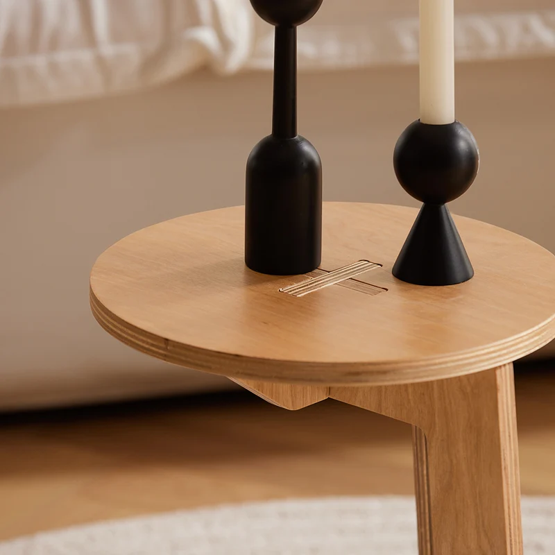 SoBuy HFBT02-K-N Table d'Appoint Ronde Table Basse Ronde Table de Chevet Bout de Canapé en Forme de C, Tenons et Mortaises