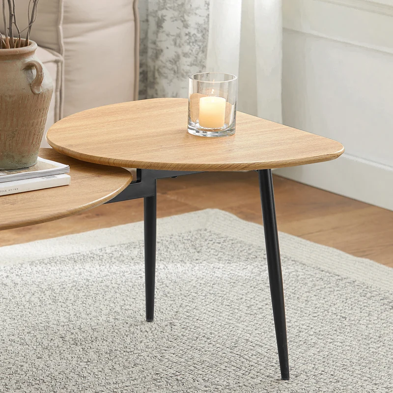 SoBuy FBT127-N Table Basse Table de Salon, Meuble de Salon Design, Structure en métal avec 2 Plateaux