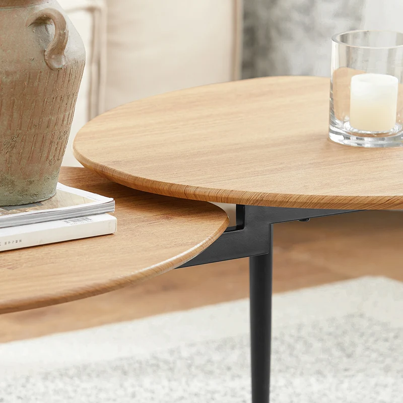 SoBuy FBT127-N Table Basse Table de Salon, Meuble de Salon Design, Structure en métal avec 2 Plateaux