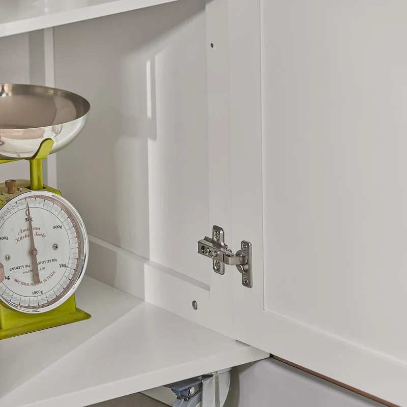 SoBuy FKW30-II-W Desserte sur roulettes, Meuble Chariot de Cuisine de Service Roulant avec 3 tiroir et 1 Grande Armoire de Rangement, Plateau en Acier
