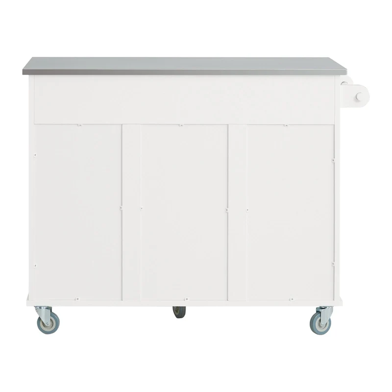 SoBuy FKW30-II-W Desserte sur roulettes, Meuble Chariot de Cuisine de Service Roulant avec 3 tiroir et 1 Grande Armoire de Rangement, Plateau en Acier