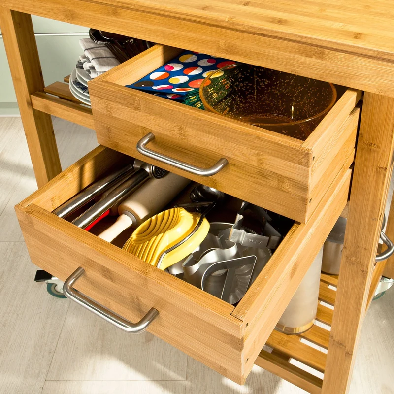 SoBuy FKW26-N Chariot de Cuisine roulant en Bambou
