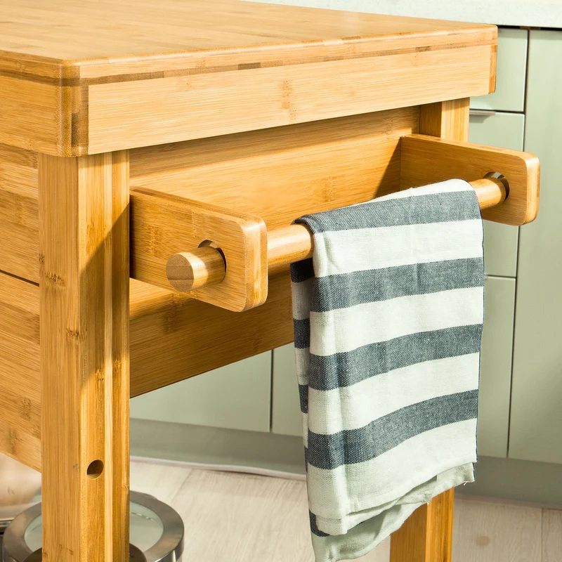 SoBuy FKW26-N Chariot de Cuisine roulant en Bambou
