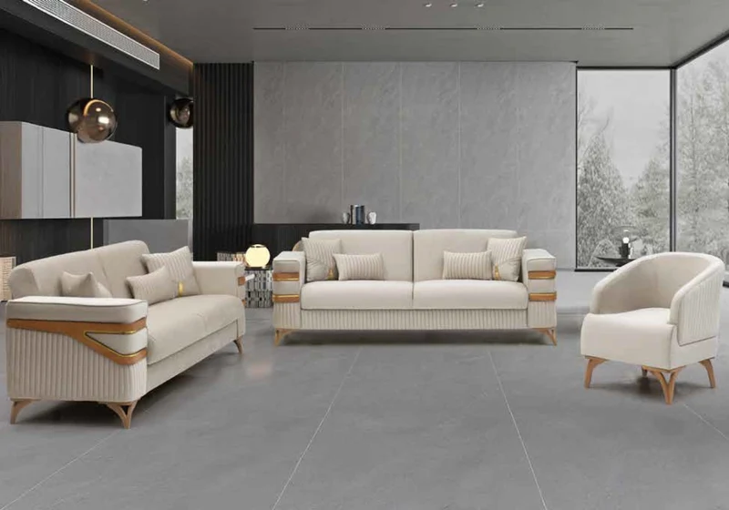 Ensemble canapés 3+2+1 design beige – ORIVA