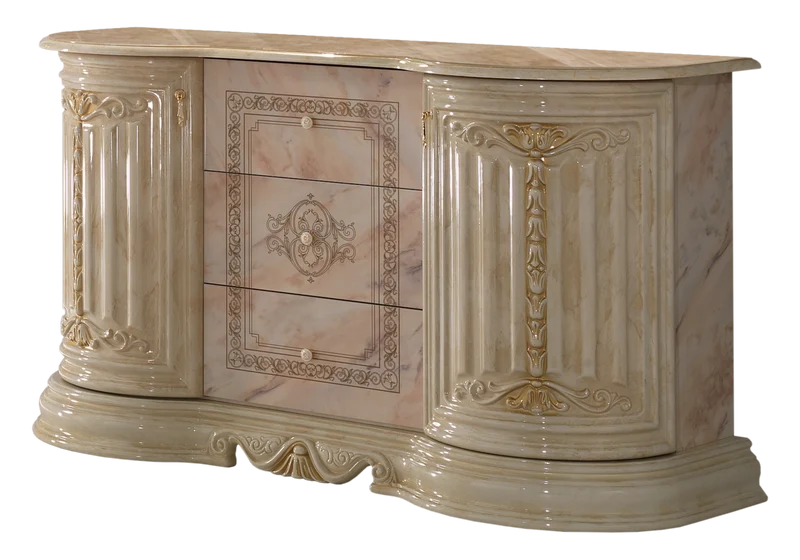 Salle à manger baroque beige marbré doré compacte - NOBILE