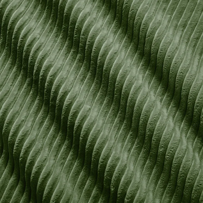 Ensemble de canapés avec accoudoirs incurvés et base antidérapante en tissu velours côtelé doux pour le salon, vert, siège 2 + tabouret 1