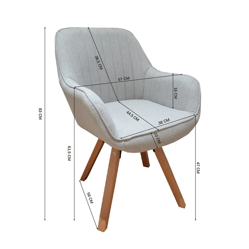 Lot de 2 chaises de salle à manger confortables en tissu beige pivotantes 360° - CARSON FABRIC BEIGE 2PCS