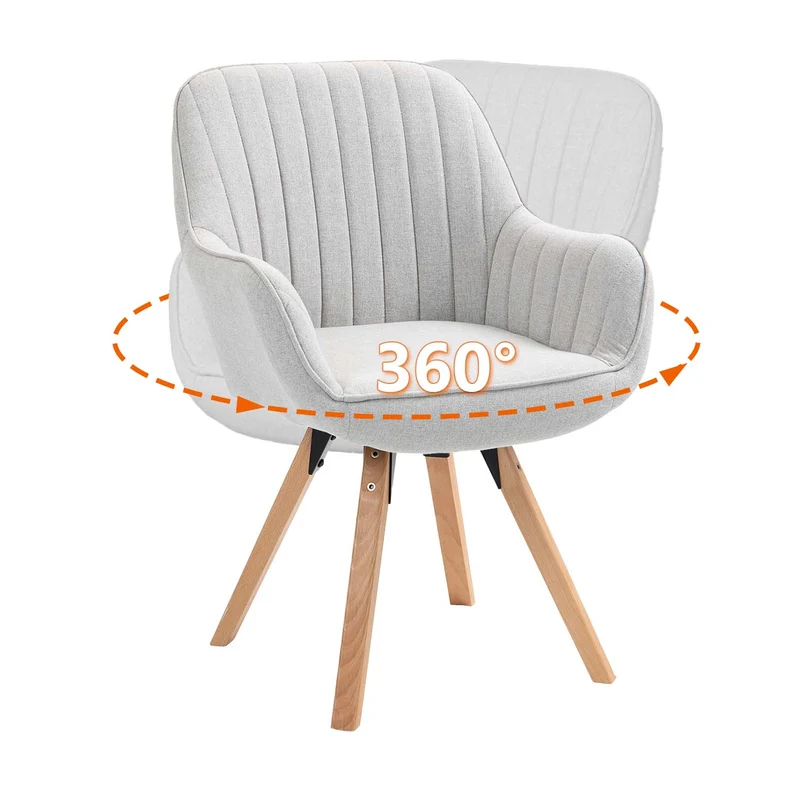 Lot de 2 chaises de salle à manger confortables en tissu beige pivotantes 360° - CARSON FABRIC BEIGE 2PCS
