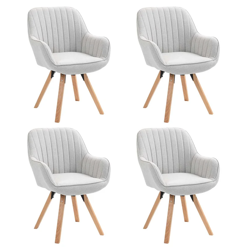 Lot de 4 chaises de salle à manger confortables en tissu beige pivotantes 360° - CARSON FABRIC BEIGE 4PCS