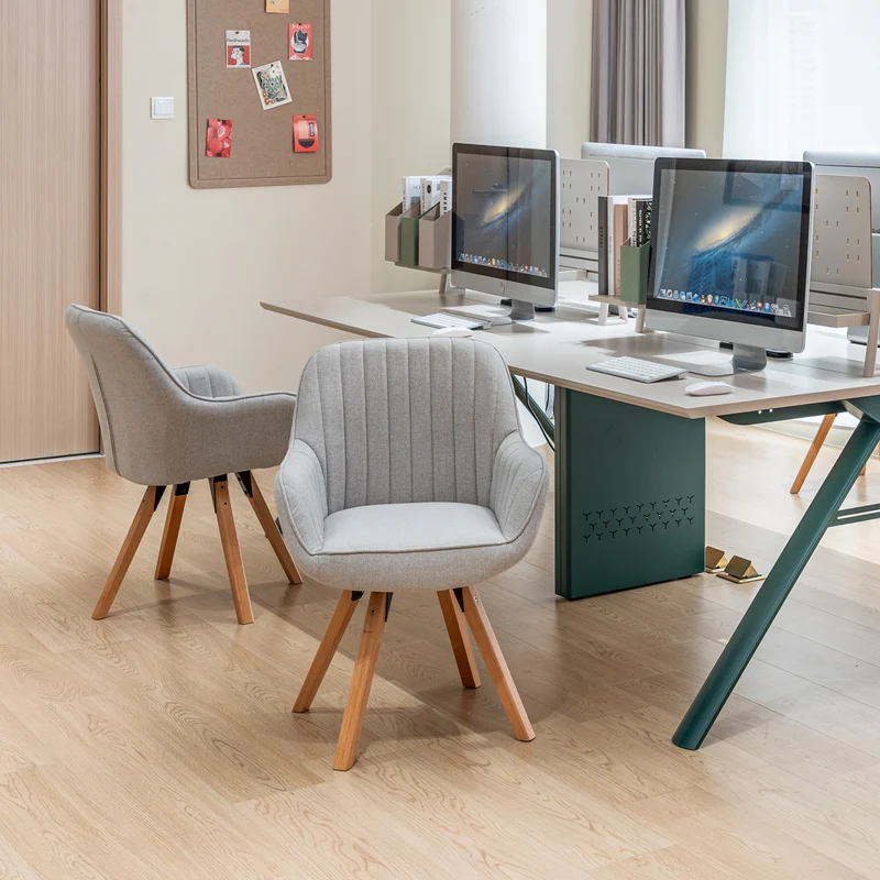 Lot de 2 chaises de salle à manger confortables en tissu beige pivotantes 360° - CARSON FABRIC BEIGE 2PCS