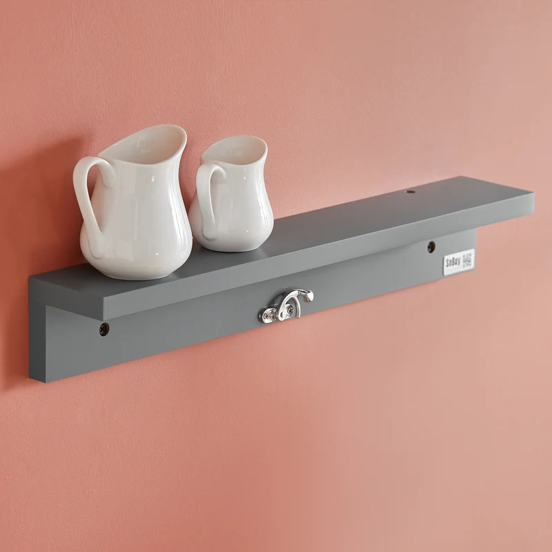 SoBuy FWT20-HG Table Murale Rabattable à Manger Pliable avec Tableau Mémo Extensible Gain de Place pour Cuisine, Bureau et Petits Espaces Gris 50cm x 75cm x 76cm