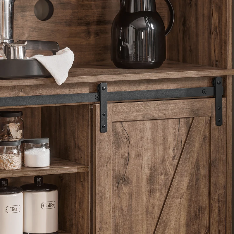 SoBuy FSB83-N Buffet de Cuisine Meuble de Rangement Armoire de Cuisine Buffet avec Porte de Grange Coulissante