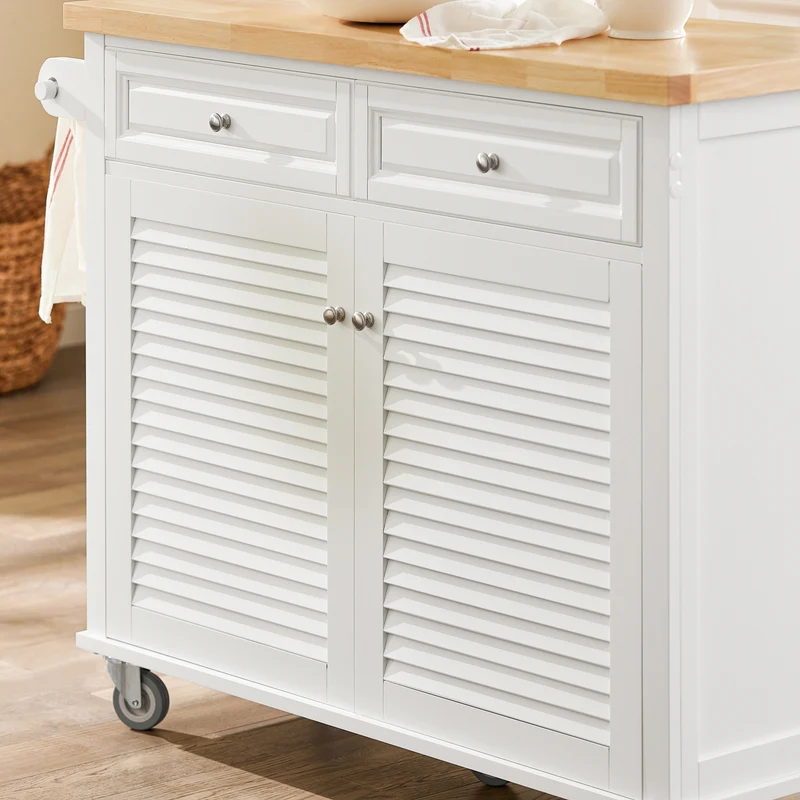 SoBuy FKW84-II-WN Desserte sur roulettes Meuble de Cuisine de Service Roulant avec Plans de Travail Rabattable