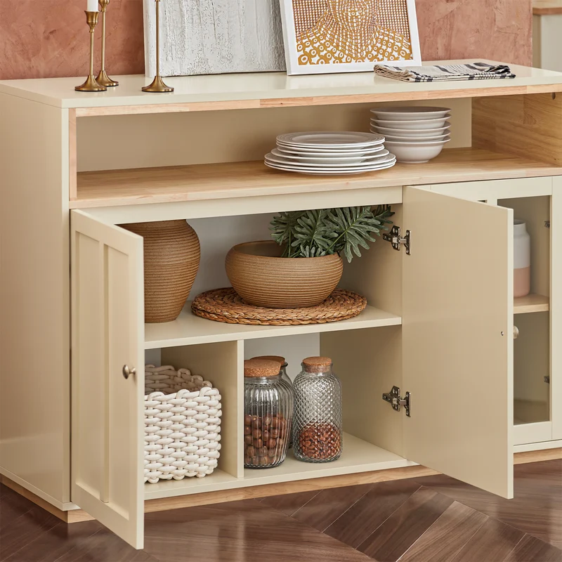 SoBuy FSB80-MI Buffet Placard de Cuisine Meuble de Rangement Armoire de Cuisine Multi-rangements avec 3 Portes Meuble d'entrée Meuble latéral
