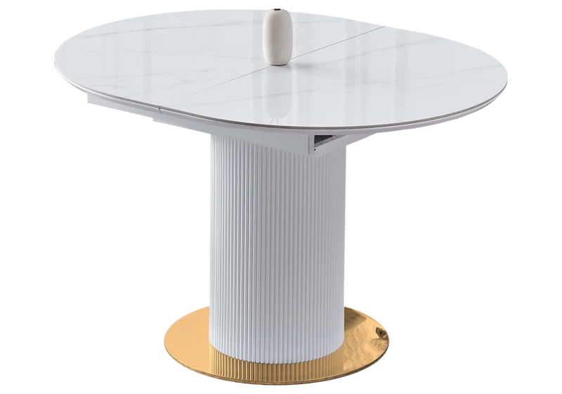 Ensemble table marbre blanc et 4 chaises grises - Leon