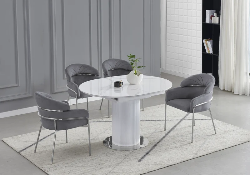 Chaises en velours gris et pieds argentés - Noam x4