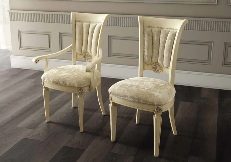 Salle à manger ronde baroque ivoire et or versace – IMPERIA