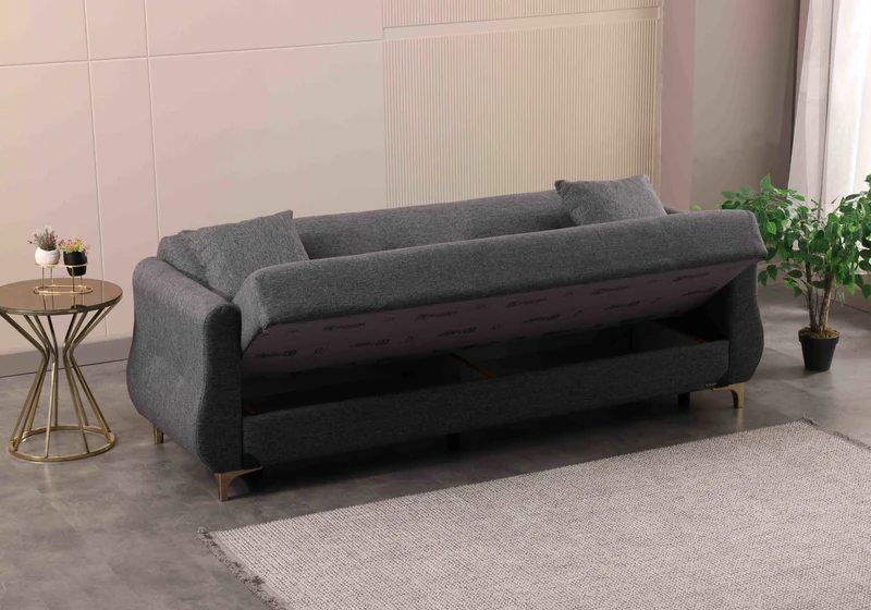 Canapé convertible avec coffre de rangement gris – CITY