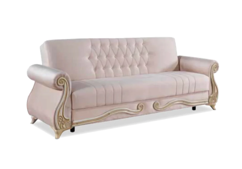 Canapé baroque rose convertible avec coffre – ALYA