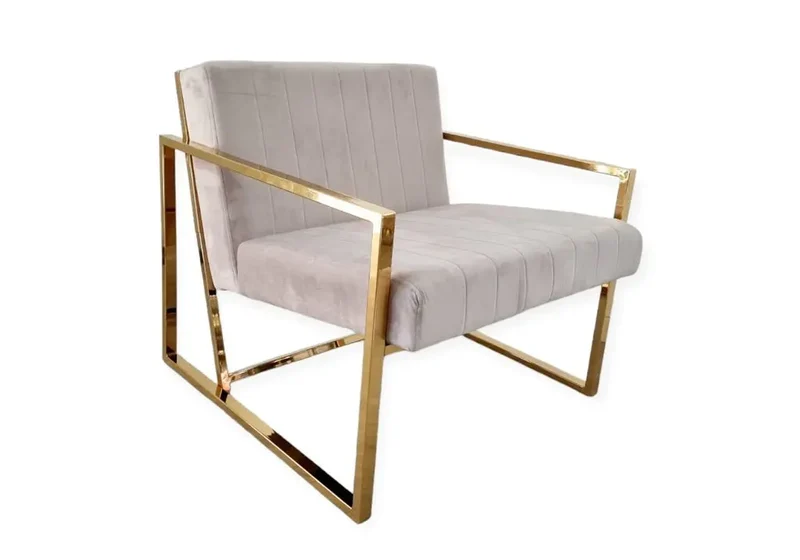 Fauteuil doré velours taupe - Geva