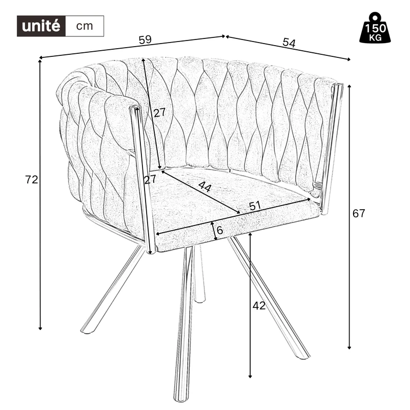 Lot de 4 chaises de salle à manger en velours Chaises pivotantes 360° luxueuses beige+argent avec pieds en métal pour salon et chambre à coucher
