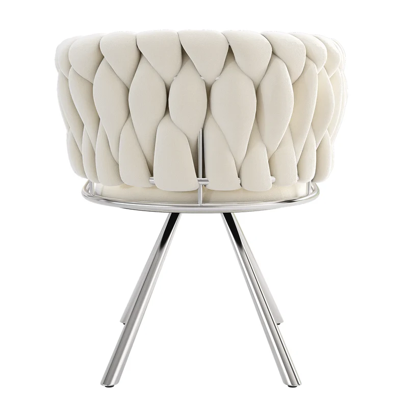 Lot de 4 chaises de salle à manger en velours Chaises pivotantes 360° luxueuses beige+argent avec pieds en métal pour salon et chambre à coucher